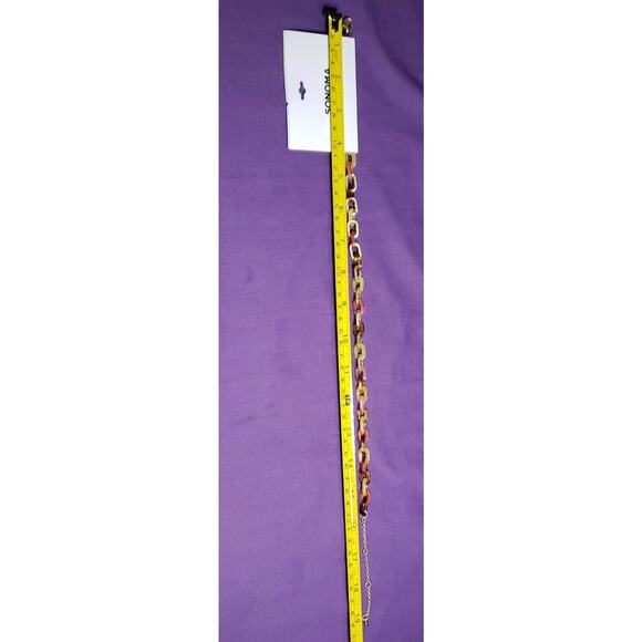 Sonoma Matte Gold Tone and Mulitcolored Resin Chain Link Necklace, 16"-19", NWT - Picture 5 of 6